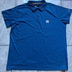 Carhartt Force Mens Blue PolyCotton Short Sleeve Relaxed Fit Polo Shirt Sz 3XL